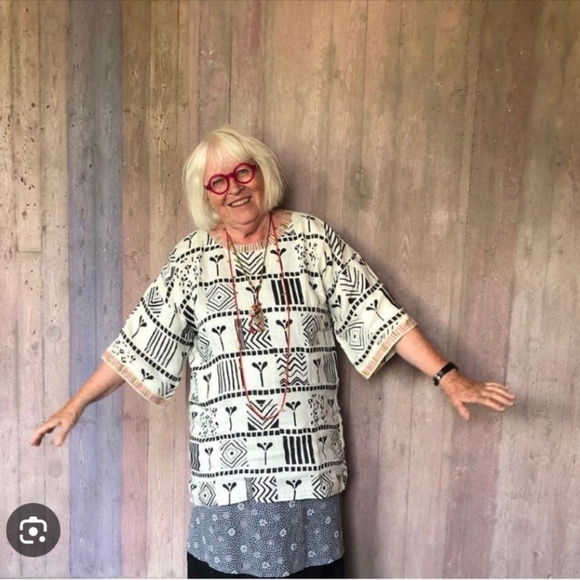 Gudrun Sjödén Tunic Dress Large Block Print Linen Lagenlook Art to Wear Scandi - Picture 15 of 15